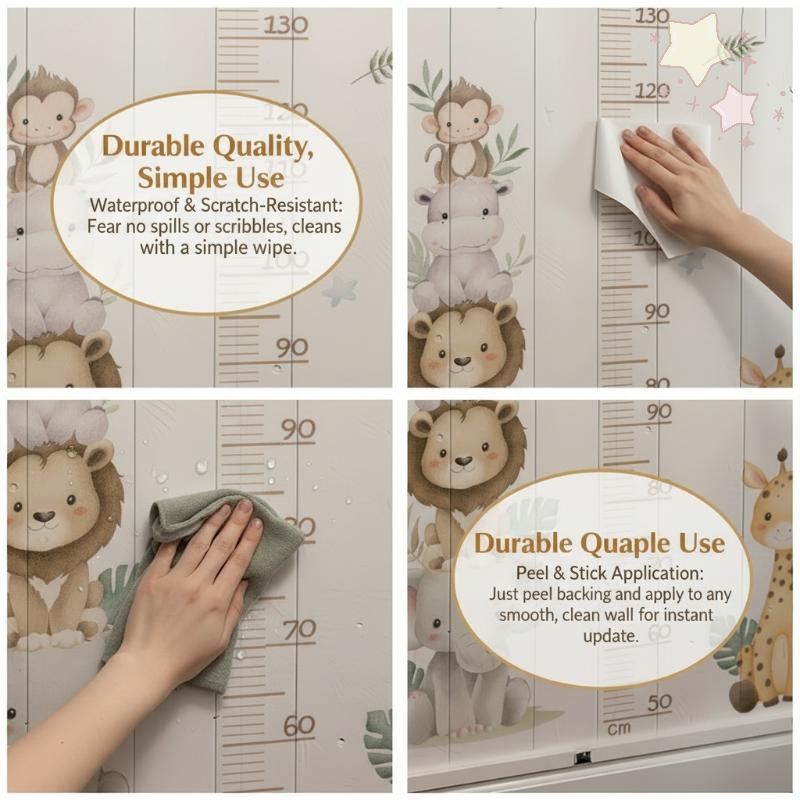 Baby Nursery Jungle Wallpaper - Children's Growth Chart Sticker Jungle Animals