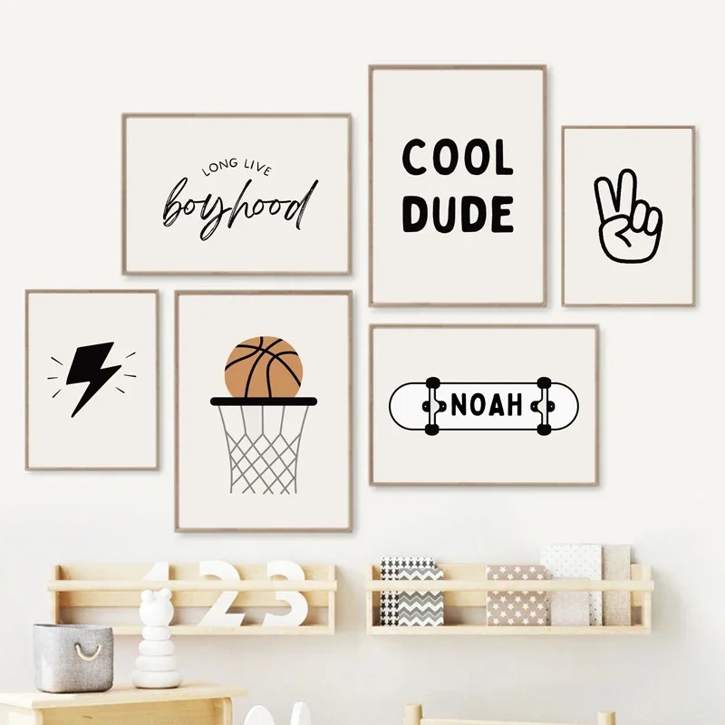 Baby Nursery Modern - Simple Boy Basketball Skateboard Sport Children