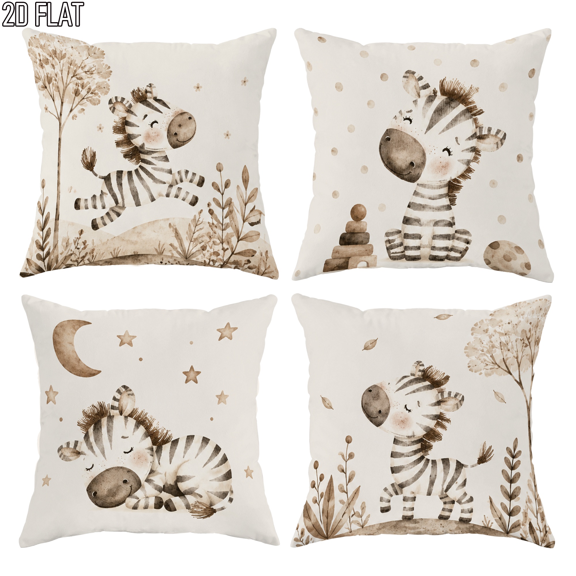 Baby Nursery Chair - Cute Zebra Nursery Pillowcase Set 4