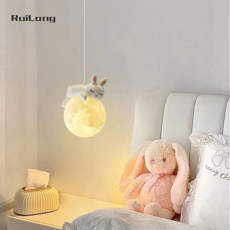 Cartoon Rabbit Moon Chandelier - Baby Nursery Knobs บทวิจารณ์และราคา