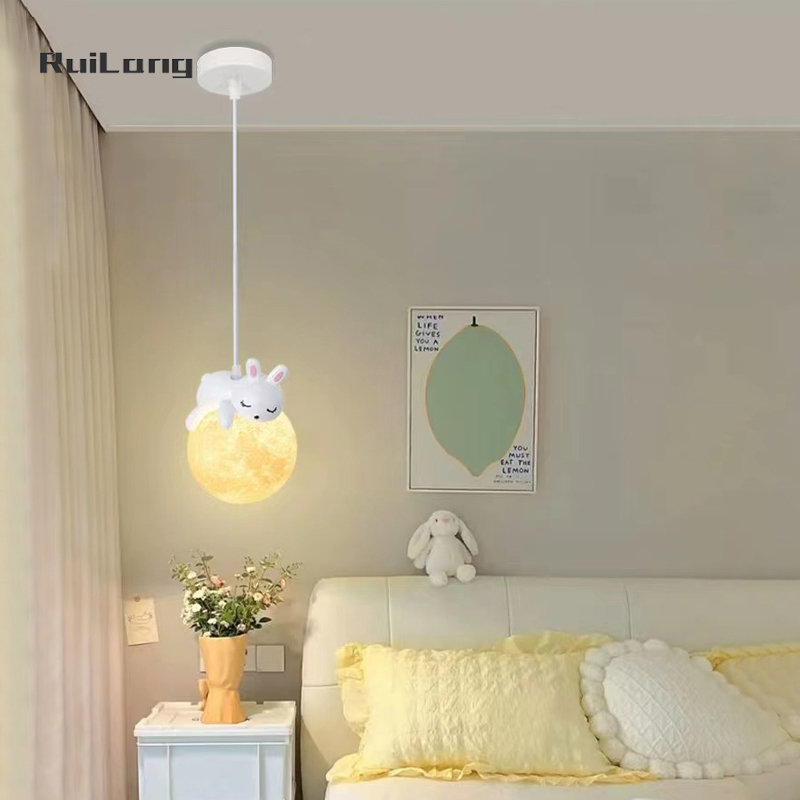 Cartoon Rabbit Moon Chandelier - Baby Nursery Knobs บทวิจารณ์และราคา