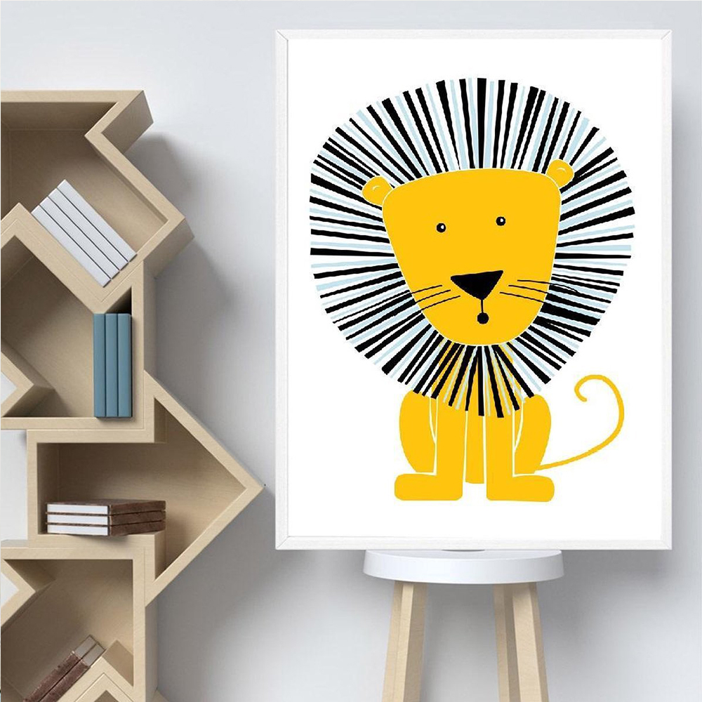 Cartoon Animal Posters Yellow  - Baby Nursery Yellow Walls บทวิจารณ์และราคา