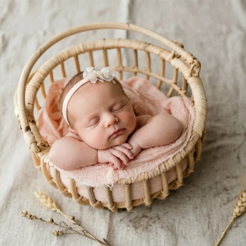 Infant Posing Bed Retro Rattan - Baby Nursery Chair บทวิจารณ์และราคา