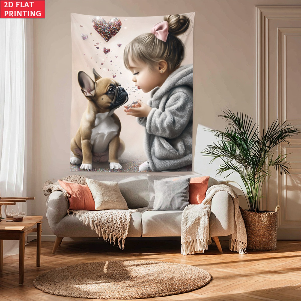 Girl with french bulldog puppy - Baby Nursery Modern บทวิจารณ์และราคา