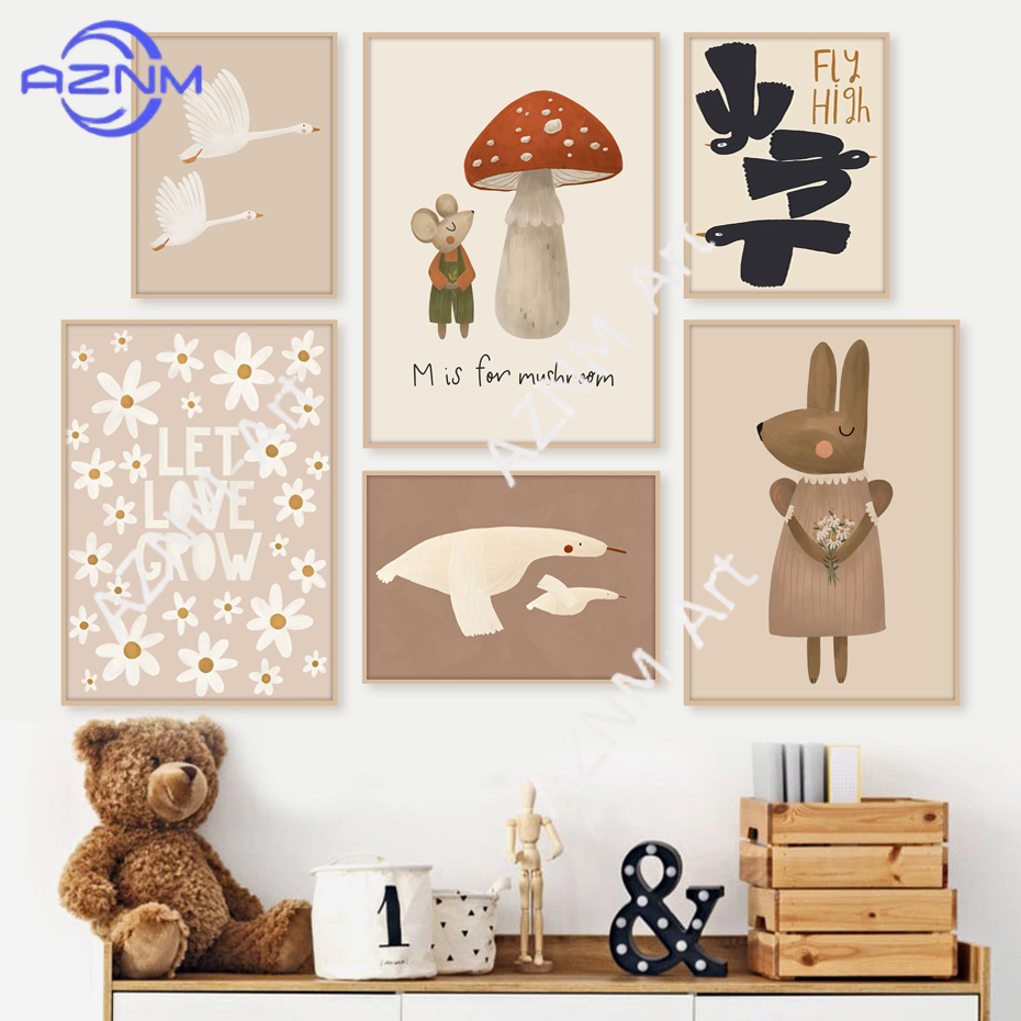 Boho Cartoon Rabbit Mouse Goos - Baby Nursery Modern บทวิจารณ์และราคา