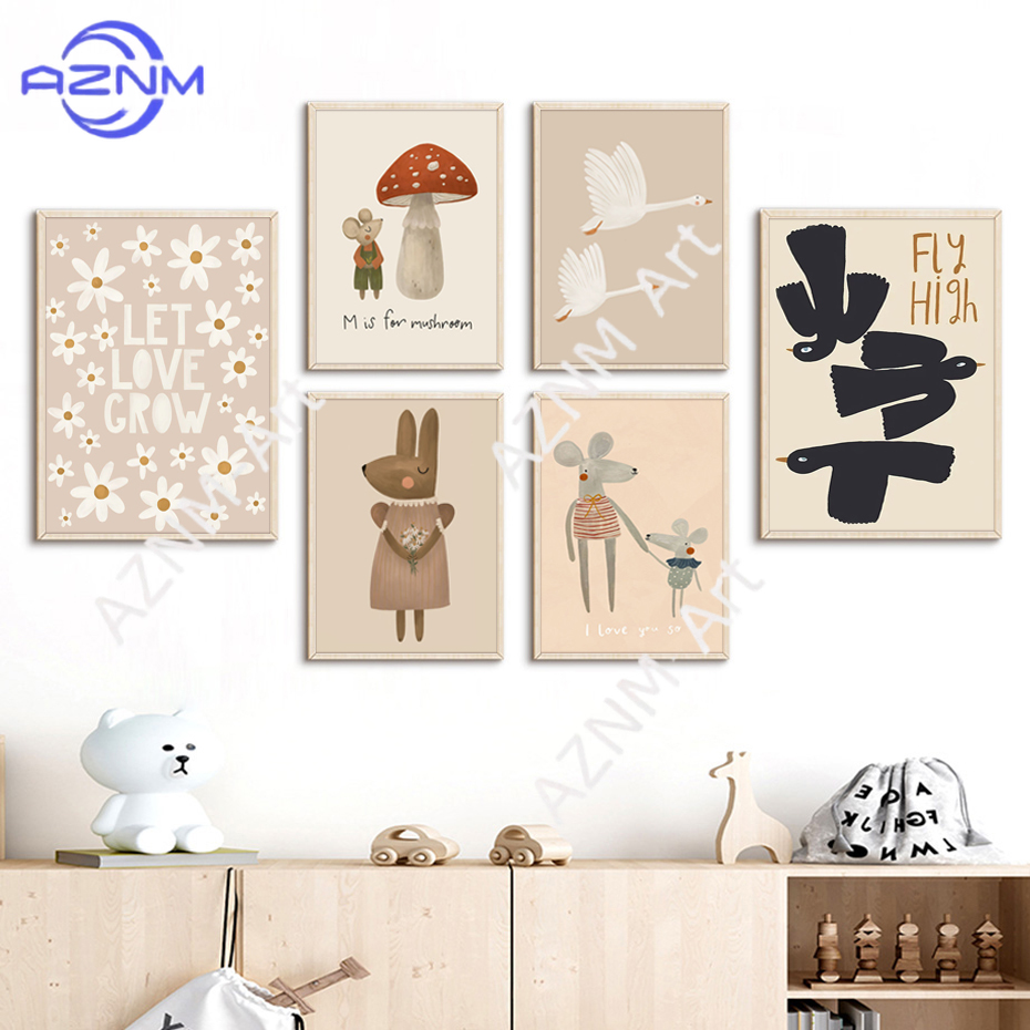 Boho Cartoon Rabbit Mouse Goos - Baby Nursery Modern บทวิจารณ์และราคา