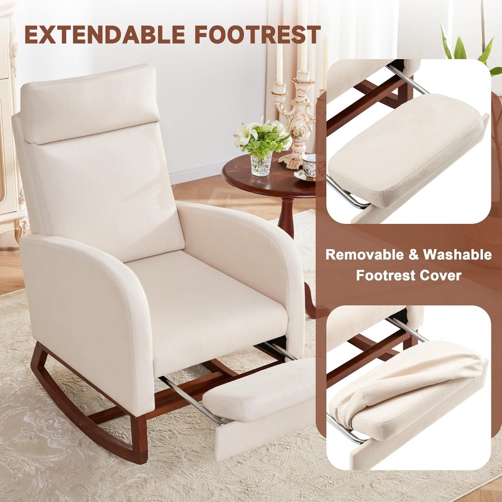 High-Back Nursery Rocking Chai - Baby Nursery Glider Chair บทวิจารณ์และราคา