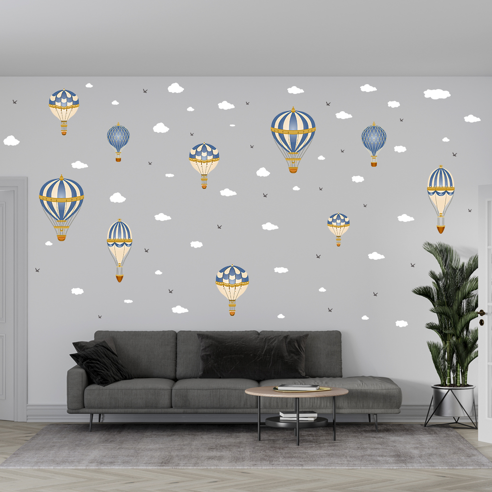 Cartoon Hot Air Balloon Clouds - Baby Nursery Modern บทวิจารณ์และราคา