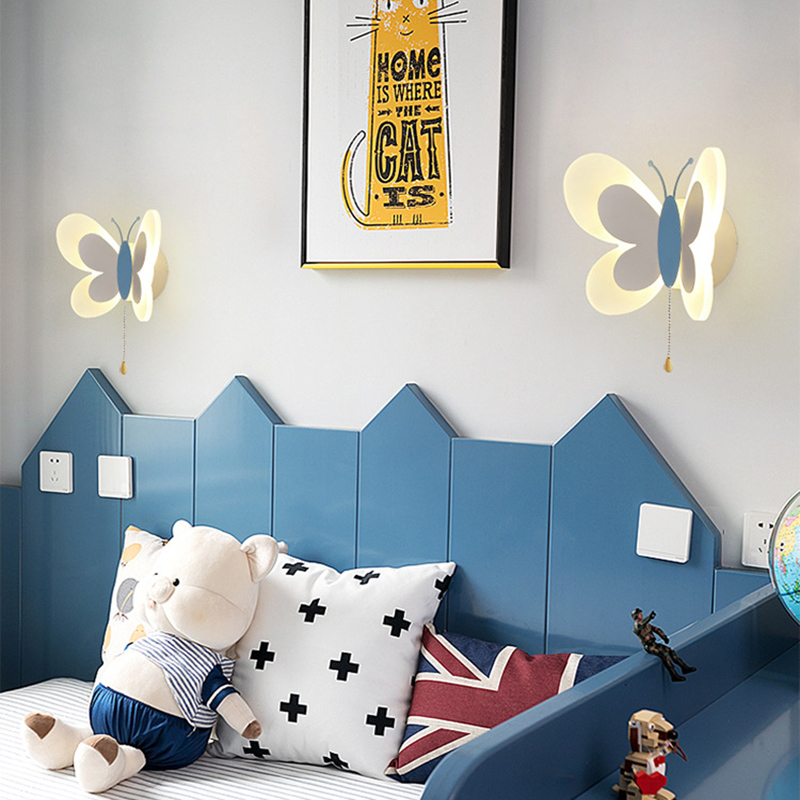 Cartoon Cute Blue Pink Butterf - Baby Nursery Knobs บทวิจารณ์และราคา