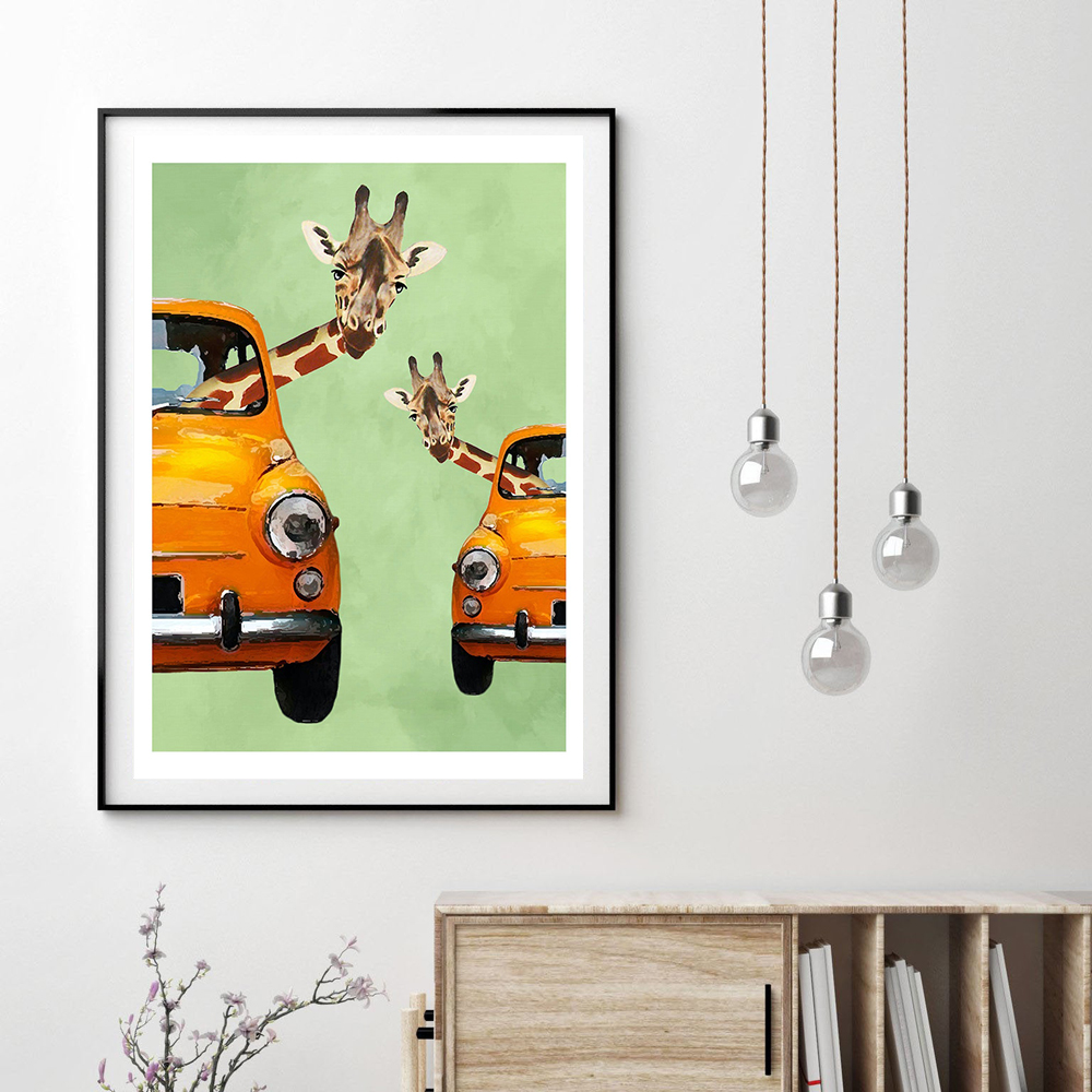 Giraffes In Yellow Cars Cartoo - Baby Nursery Yellow Walls บทวิจารณ์และราคา