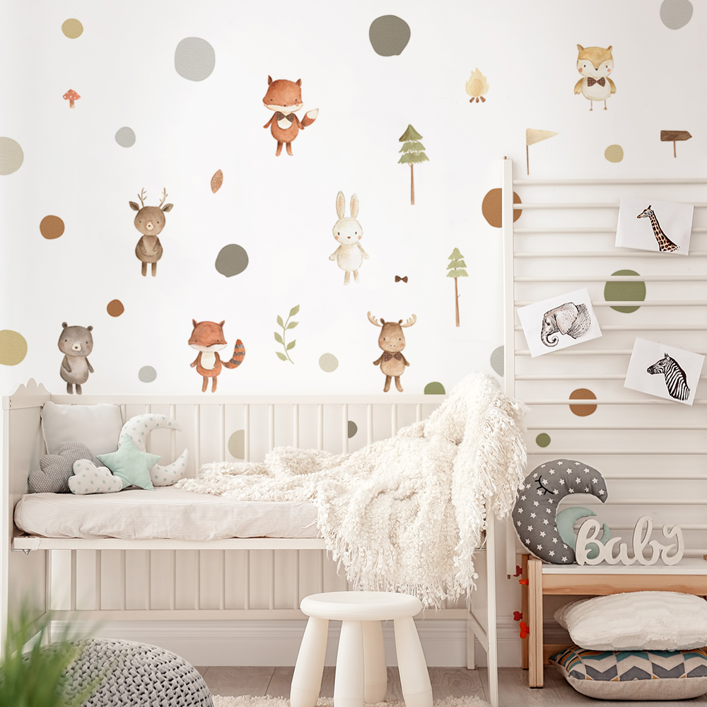 Cartoon Cute Fox Rabbit Animal - Baby Nursery Modern บทวิจารณ์และราคา