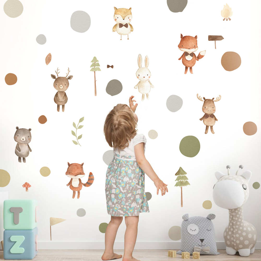 Cartoon Cute Fox Rabbit Animal - Baby Nursery Modern บทวิจารณ์และราคา