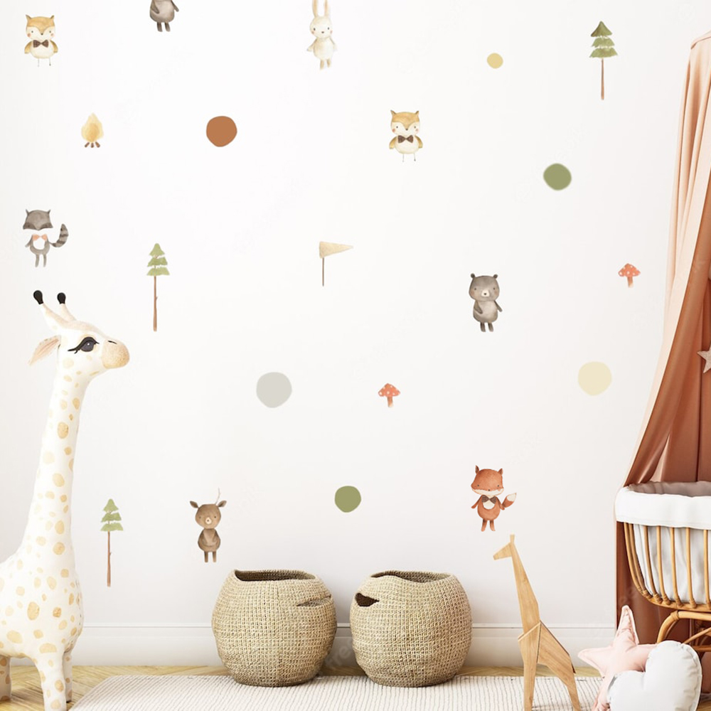 Cartoon Cute Fox Rabbit Animal - Baby Nursery Modern บทวิจารณ์และราคา