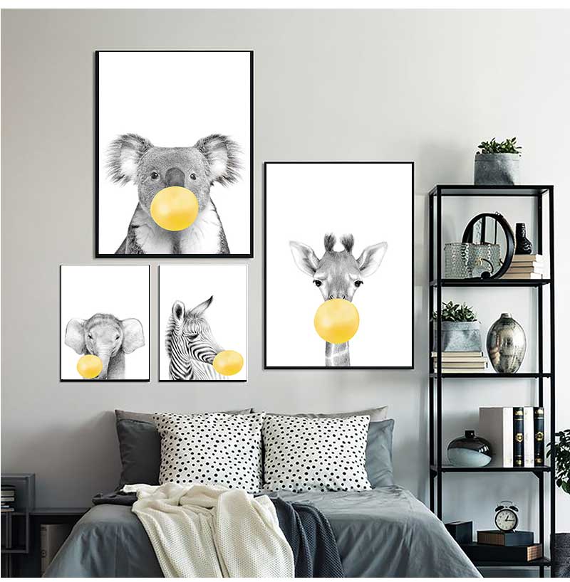 1pc frameless Canvas Painting  - Baby Nursery Yellow Walls บทวิจารณ์และราคา