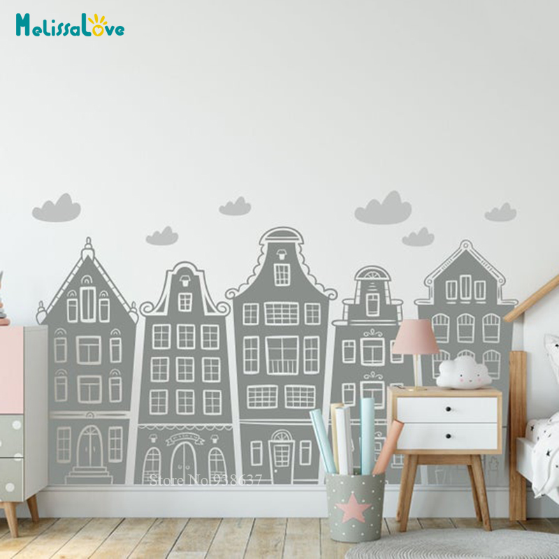 Scandinavian Houses & Clouds D - Baby Nursery Products บทวิจารณ์และราคา