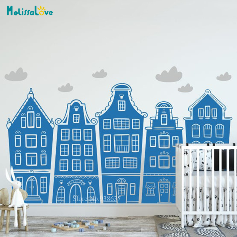 Scandinavian Houses & Clouds D - Baby Nursery Products บทวิจารณ์และราคา