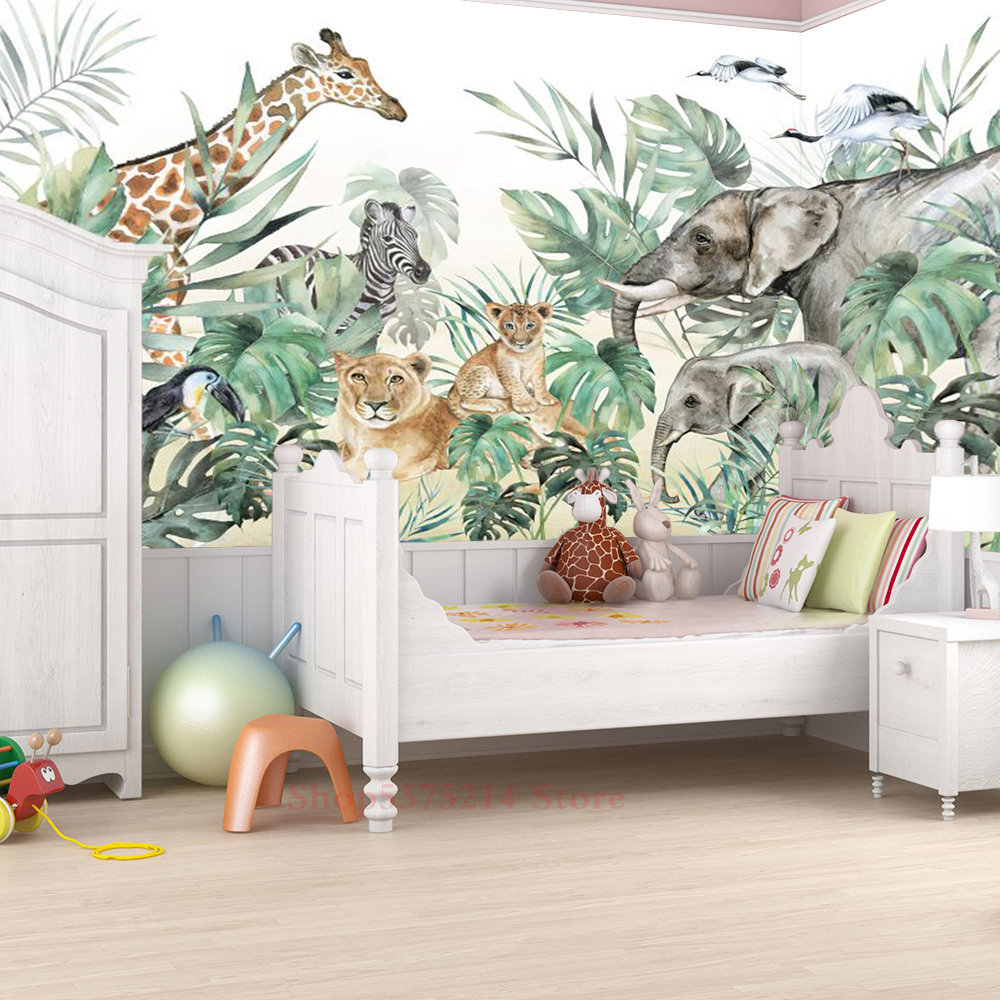 Baby Kids Room Decorative Wall - Baby Nursery Jungle Wallpaper บทวิจารณ์และราคา